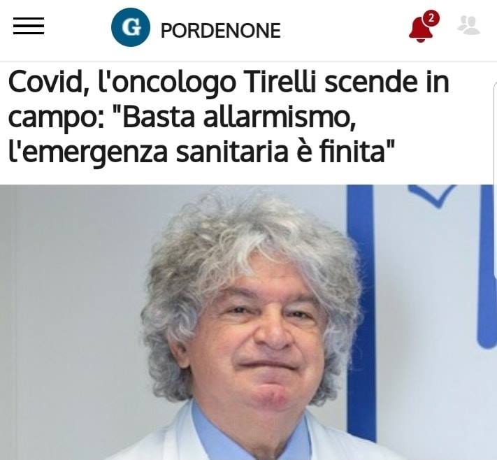 Covid, l'oncologo Tirelli scende in campo: "Basta allarmismo, l'emergenza sanitaria è finita"